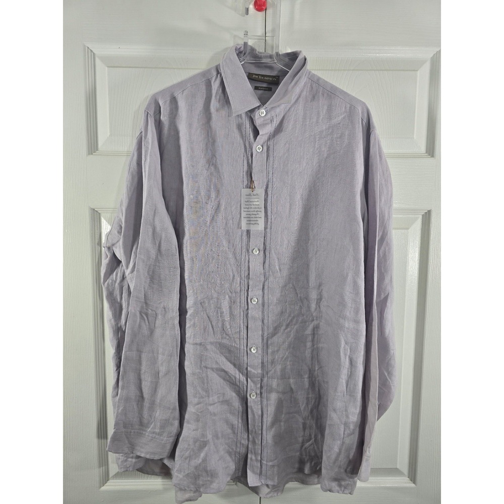 Jim Thompson irish linen men dress shirt size XL purple new long sleeve